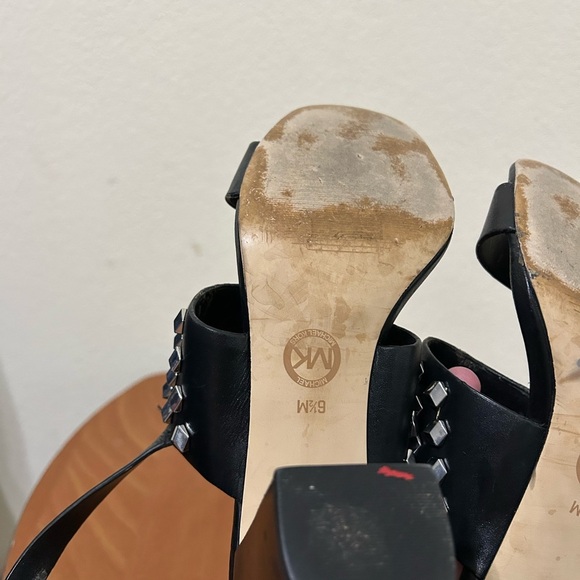 Michael Kors Valencia Black Studded Women's Block Heel Sandals Business Sz 6.5 - Picture 8 of 11